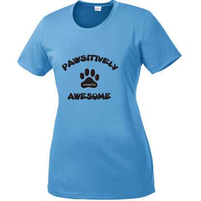 Ladies Carolina Blue T-shirt Pawsitively Awesome